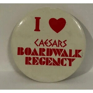 Vintage I Love Caesars, Boardwalk Regency Pinback‎ Button Pin 3”